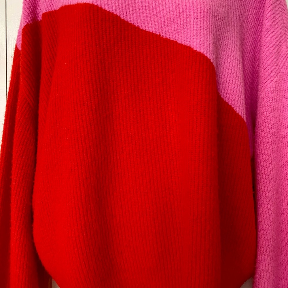 CROSBY by Mollie Burch Vibrant Red and Pink Sweater - Picture 2 of 3